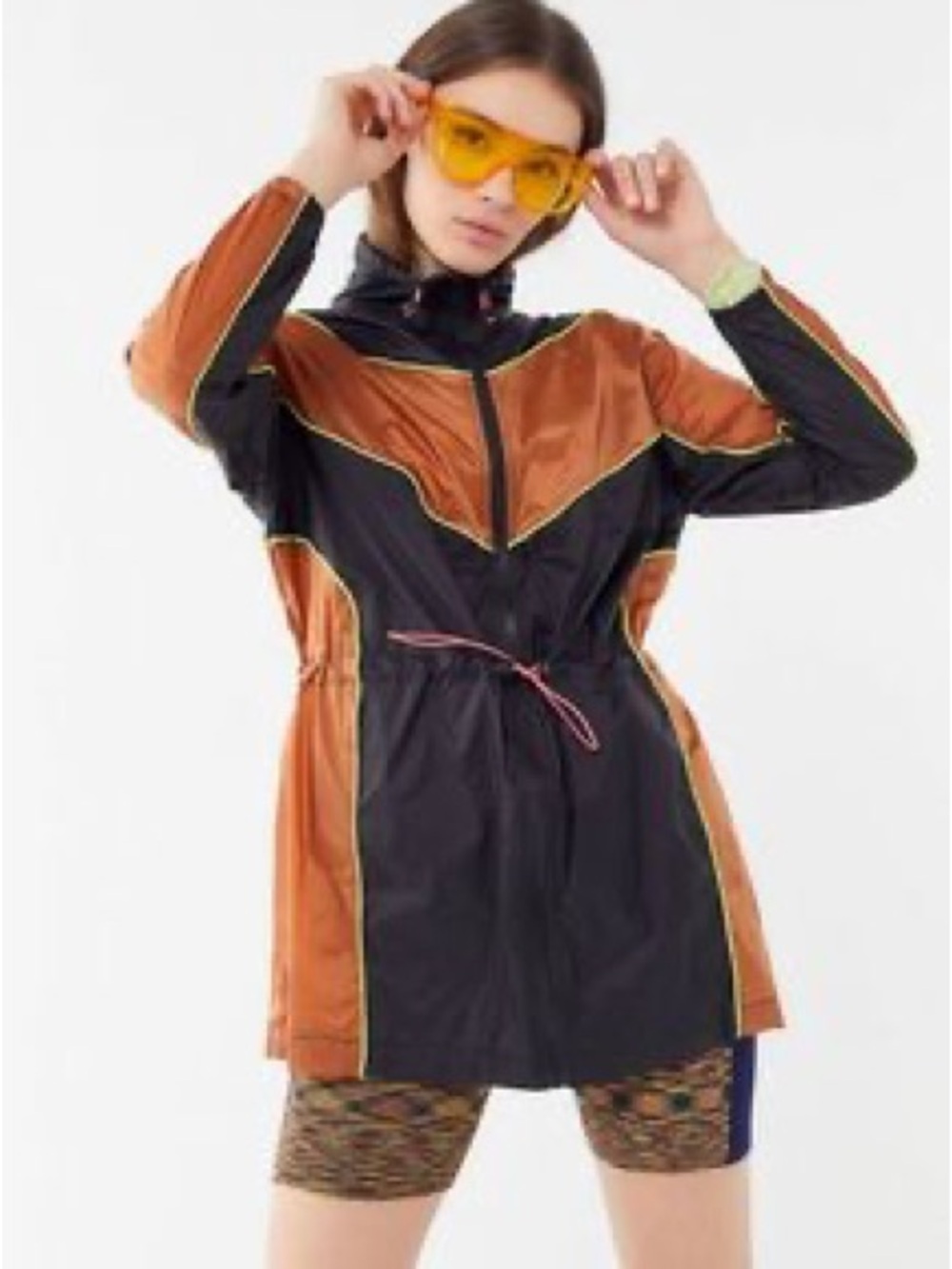 URBAN OUTFITTERS nwt Black & Brown Colorblock Utility Windbreaker Jacket